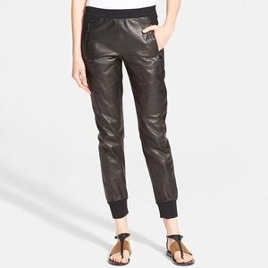 Vince Black Leather Track Pants